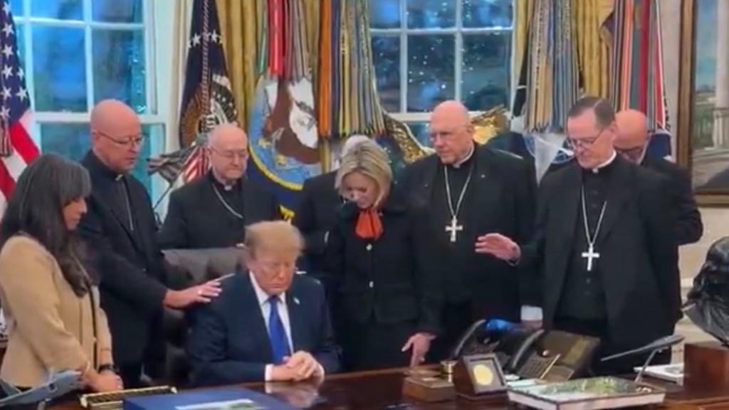 Catholic bishops apologise for 'exploited' Trump meeting Two bishops in images that show them praying with Trump have…