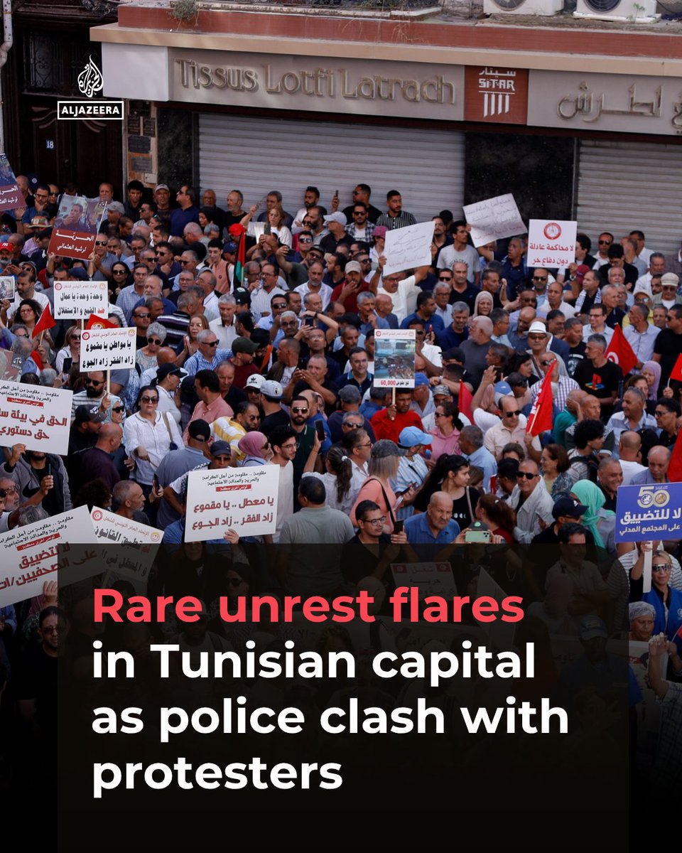 Police have clashed with protesters in Tunisia’s capital, Tunis, amid rare unrest fuelled by anger over living…