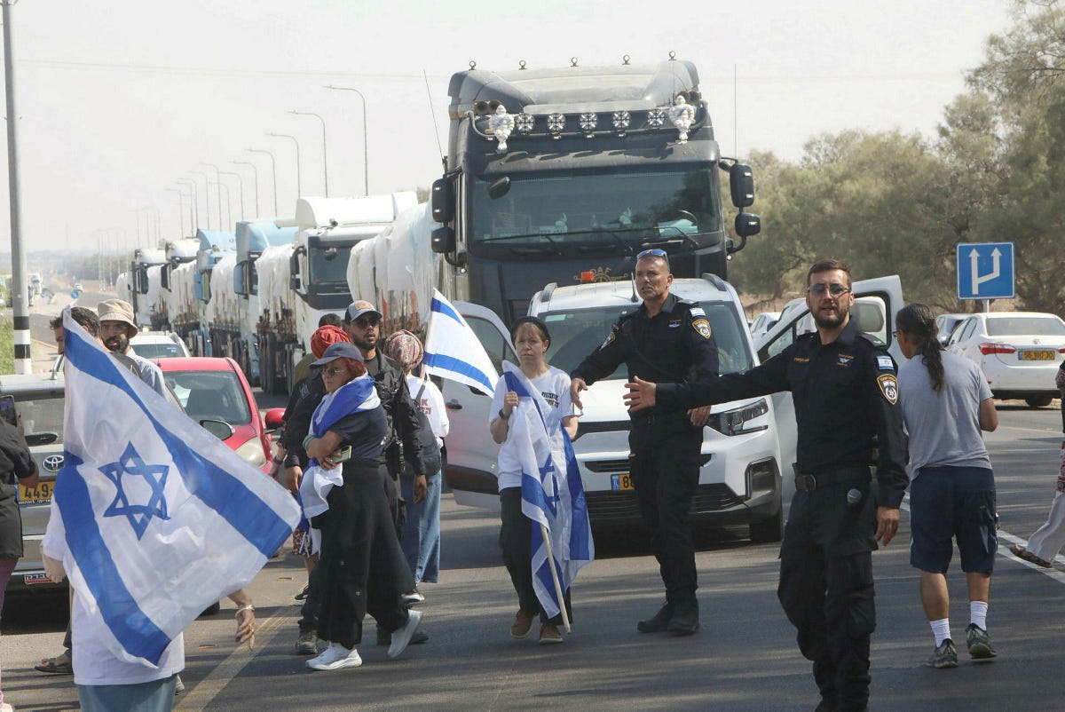 Knesset candidates join far-right activists to block Gaza aid trucks Yisrael Beiteinu lawmaker Yulia Malinovsky joined…