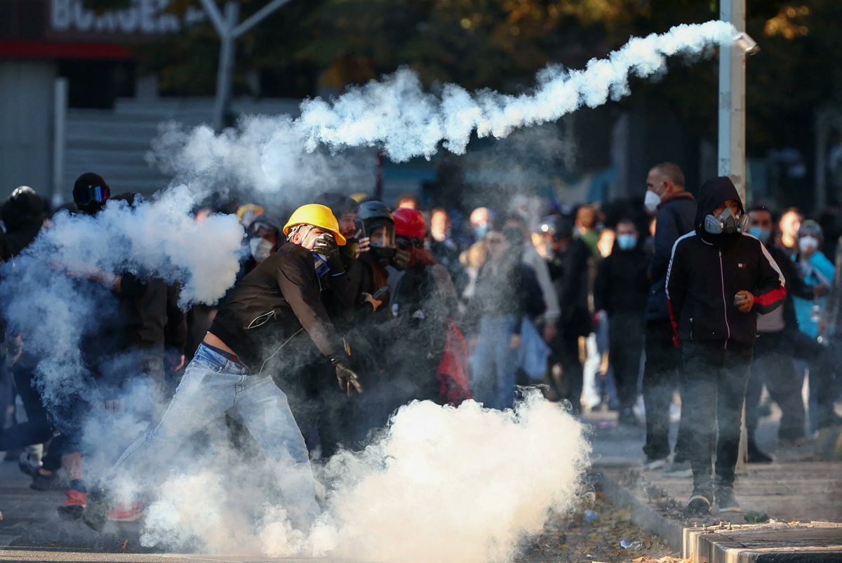 Police crack down on sixth day of student-led demonstrations calling for Prime Minister Rama to resign — in pictures.…