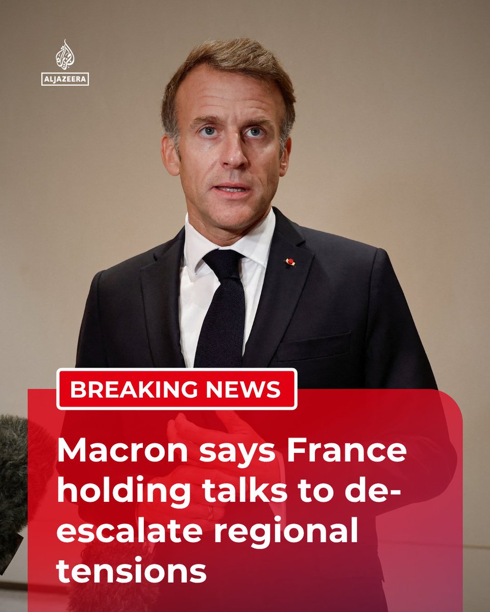 BREAKING: French President Emmanuel Macron says France is holding talks with all parties in an effort to de-escalate…
