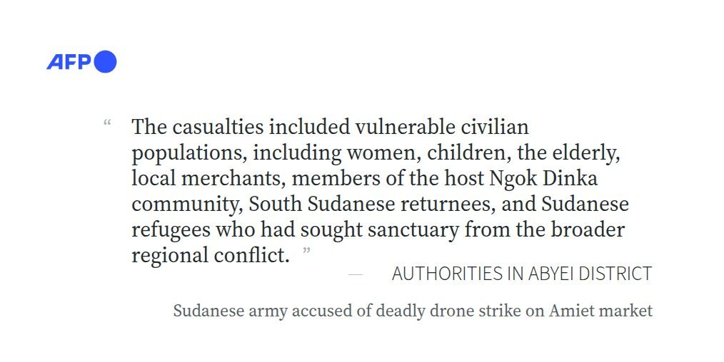 🇸🇩 A drone strike by the Sudanese army killed 53 people at a market in an area disputed between Sudan and South…