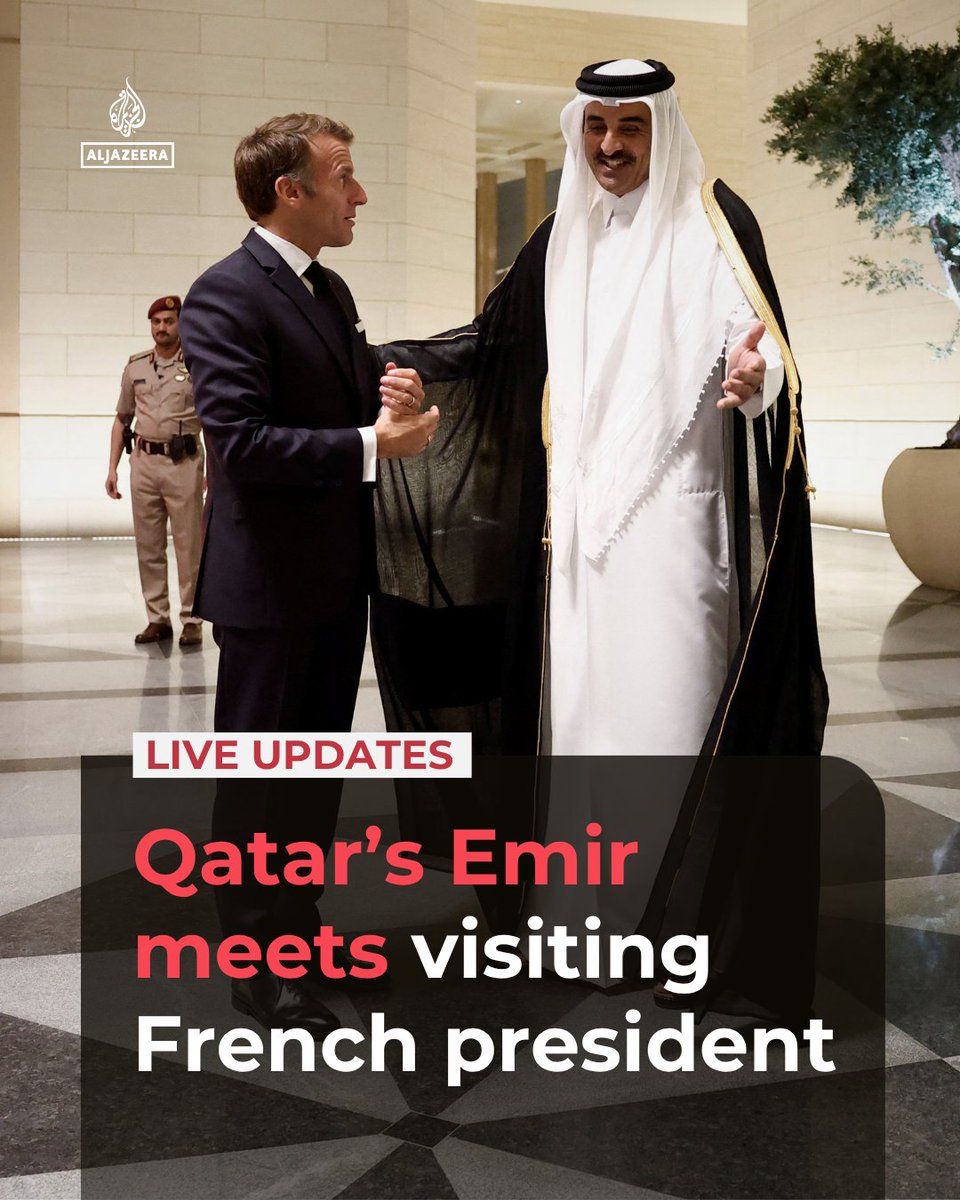 Qatar’s Emir Sheikh Tamim bin Hamad Al Thani met French President Emmanuel Macron in Lusail, where the two leaders…
