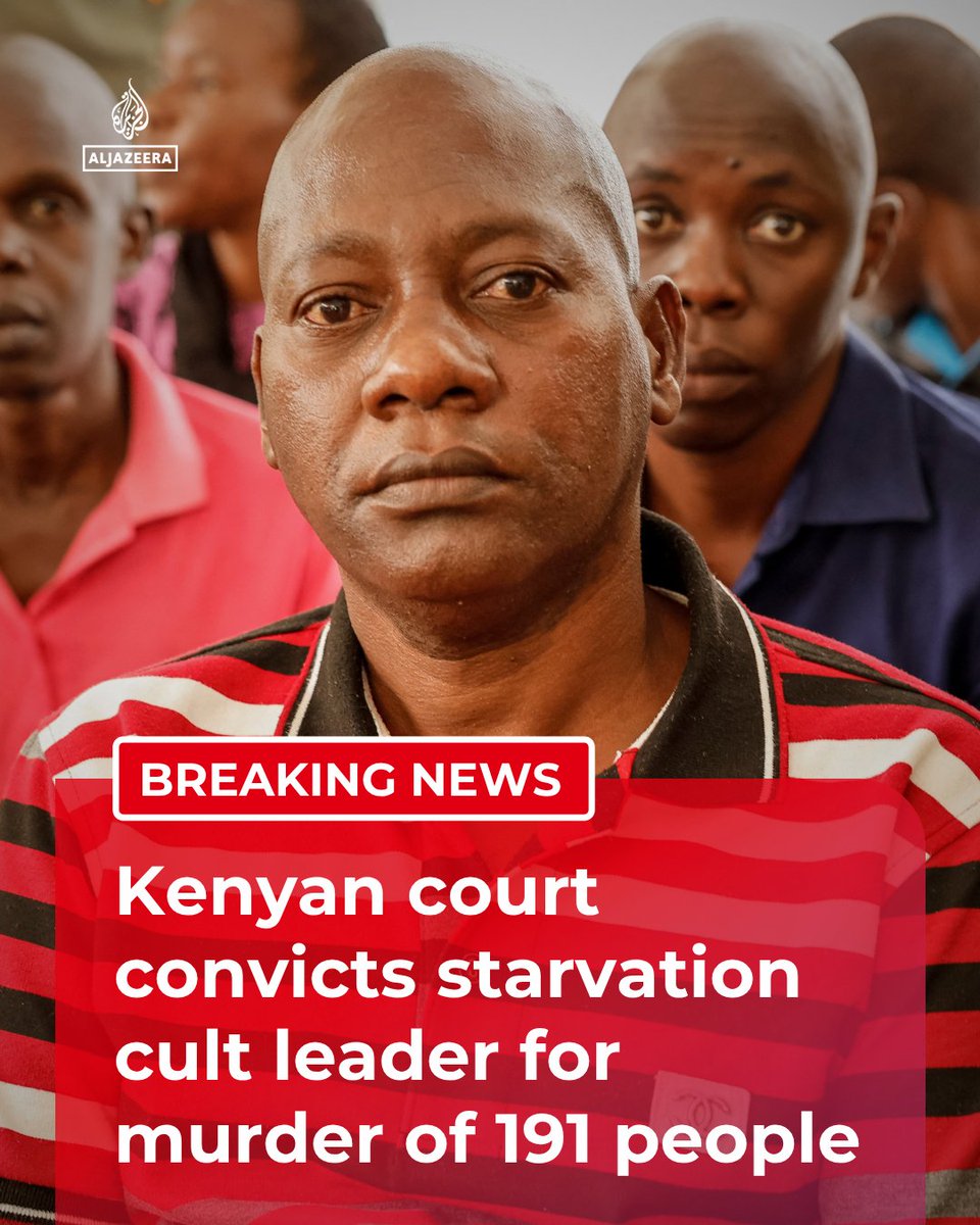 A court in Kenya has found starvation cult leader Paul Mackenzie and dozens of his associates guilty of murdering 191…