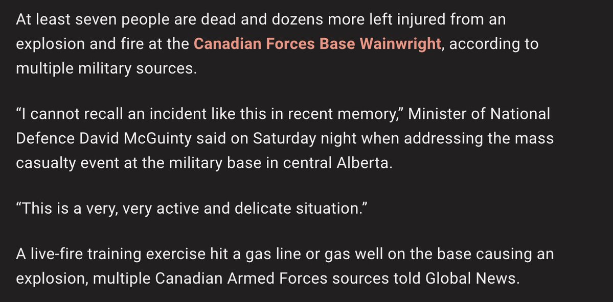 Four service members killed, 39 hospitalised in fire at Alberta military base