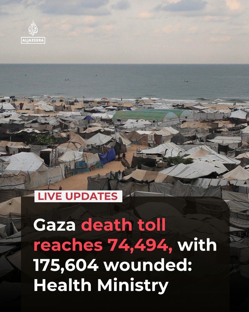 At least 74,494 people have been killed and 175,604 wounded in Israel’s genocidal war on Gaza since October 2023, the…
