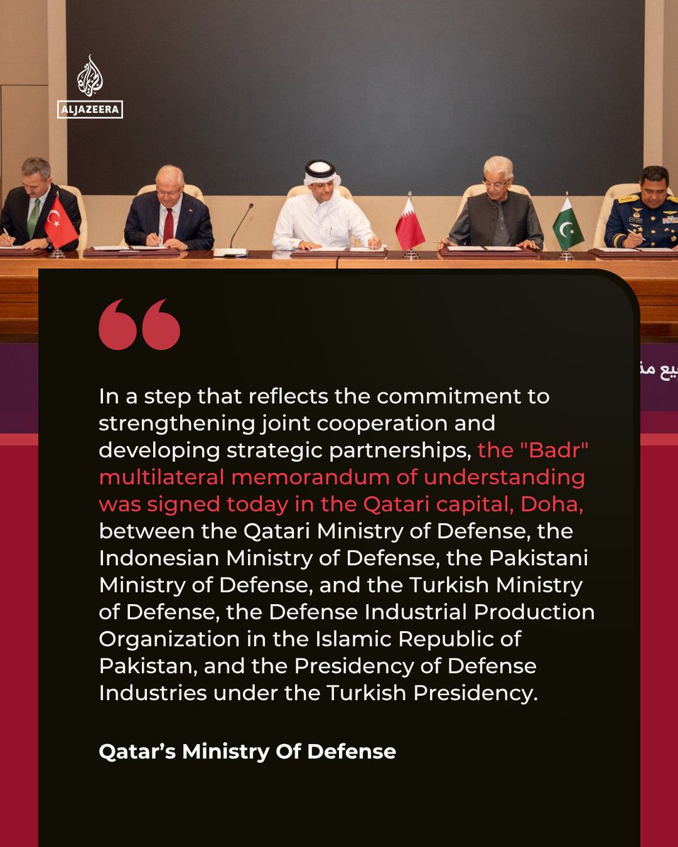 Qatar, Indonesia, Pakistan and Turkiye have signed a defence industry cooperation pact in Doha, aiming to strengthen…