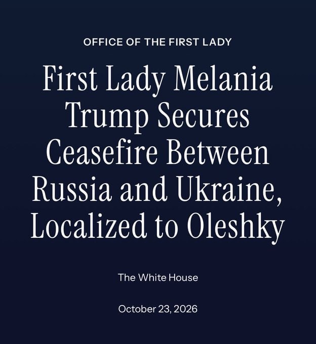 BREAKING: Melania Trump says secured ceasefire in Ukrainian city of Oleshky