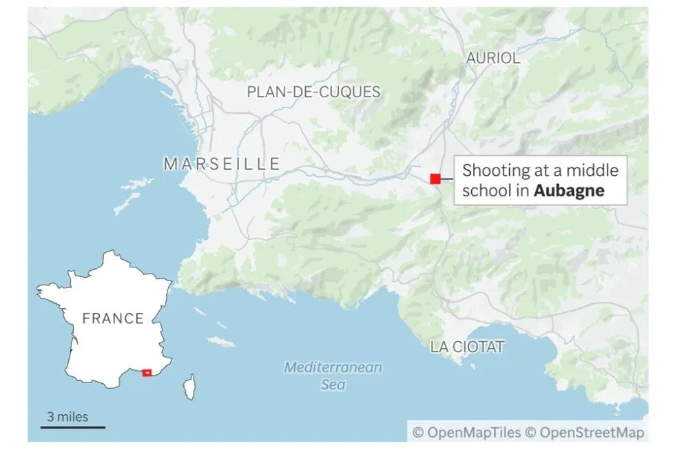 French police detained a 14-year-old suspected of opening fire on his middle school principal and a teacher with a…