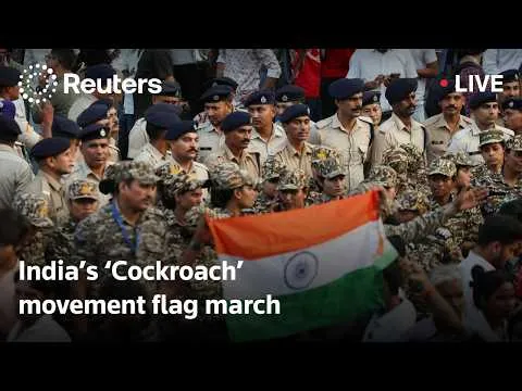 LIVE: India's Cockroach Janta Party holds flag march in Delhi YouTube video by Reuters