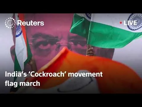 LIVE: India's Cockroach Janta Party holds flag march in Delhi YouTube video by Reuters