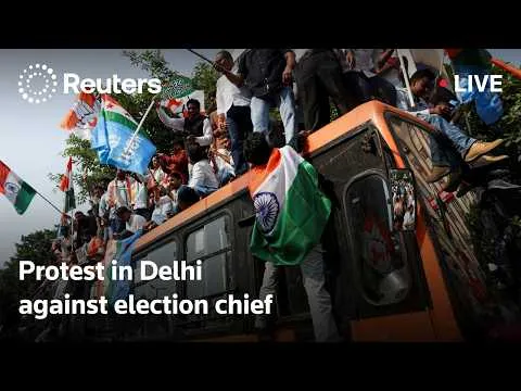 LIVE: India's opposition leader Rahul Gandhi leads protest march in Delhi YouTube video by Reuters